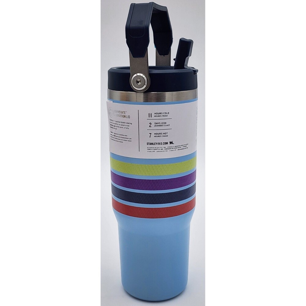 Stanely The 30oz Multi Striped ~ Flip Straw Tumbler ~ New in Box - Picture 7 of 16